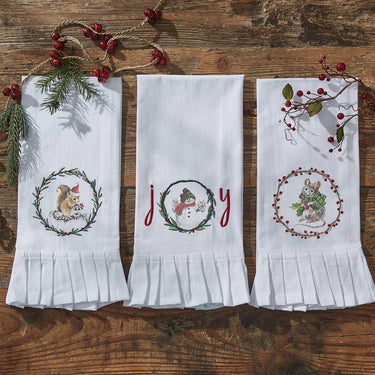 Farmhouse Mouse Printed Embroidered Flour Sack Dishtowel - Set of 2 Park Designs - The Fox Decor